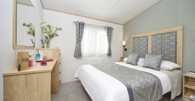 Internal of a caravan master bedroom