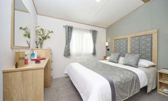 Internal of a caravan master bedroom