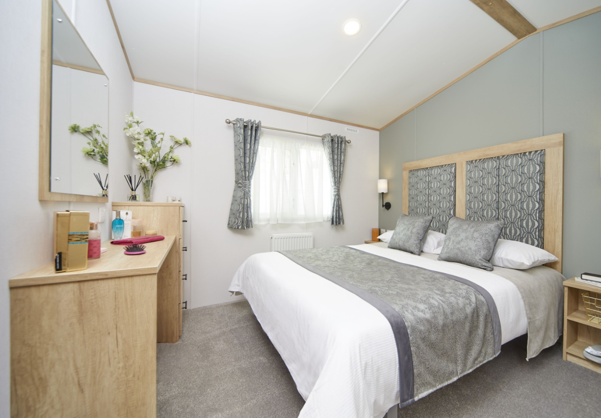 Internal of a caravan master bedroom