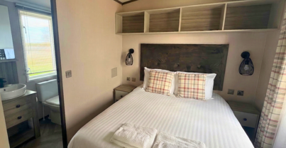 Internal of a caravan double bedroom