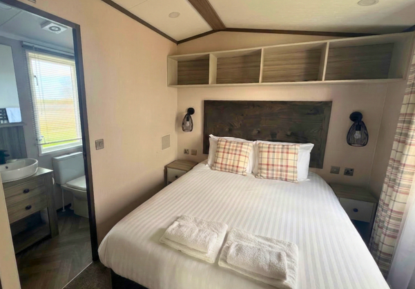 Internal of a caravan double bedroom