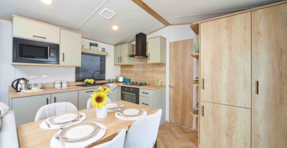 Internal of a caravan kitchen diner
