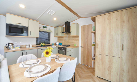 Internal of a caravan kitchen diner