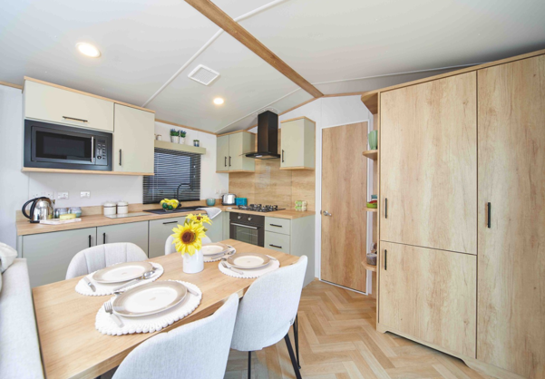 Internal of a caravan kitchen diner