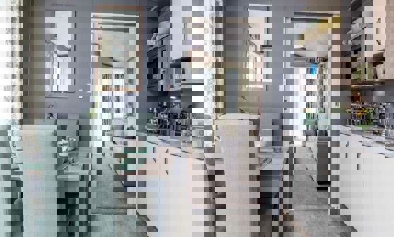 Internal of a Caravan Kitchen Diner