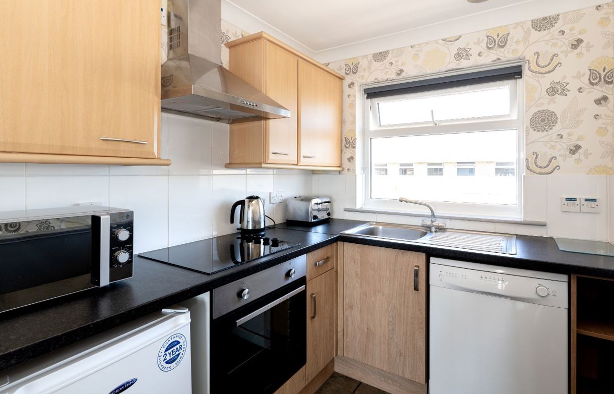 Open plan kitchen in Chesil Beach apartments