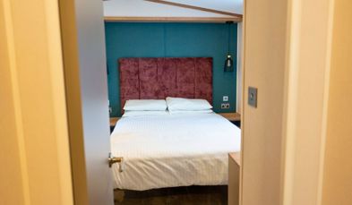 Internal of a caravan double bedroom