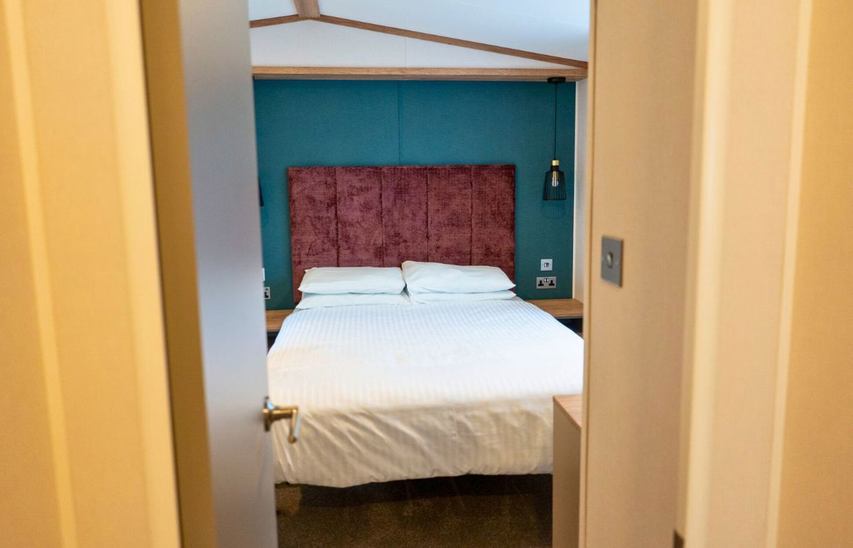 Internal of a caravan double bedroom