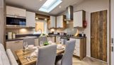 Internal of a caravan open plan kitchen diner