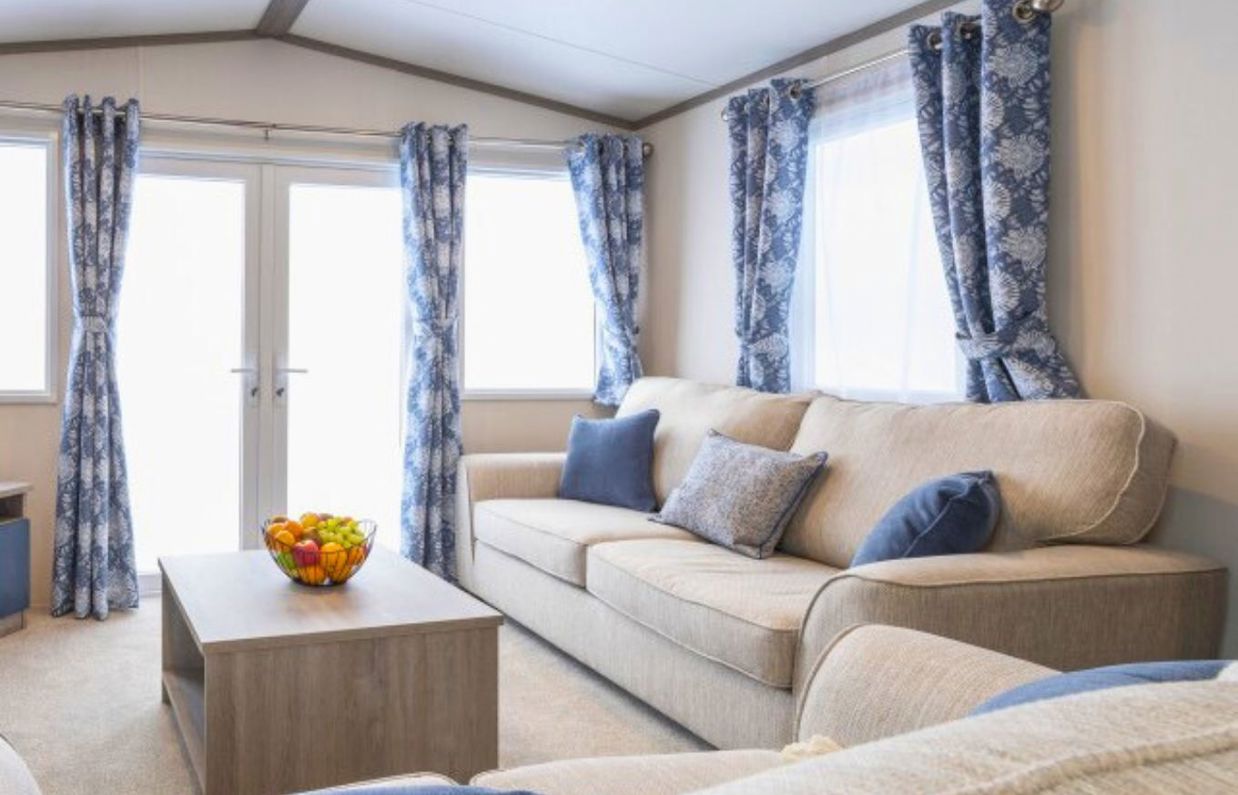 Internal of a caravan open plan lounge
