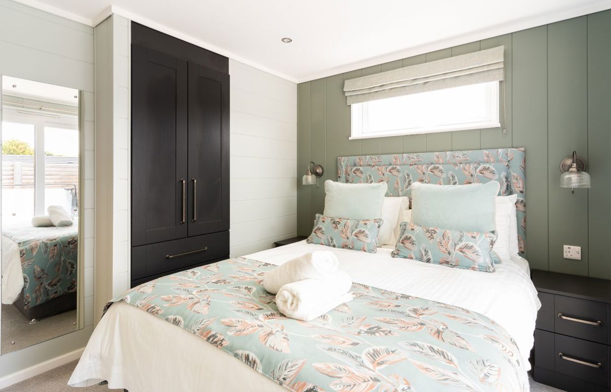 Internal of a luxury lodge master bedroom 