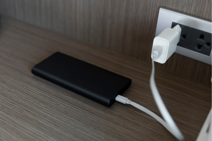 A portable charger on charge