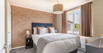 Internal of a luxury lodge master bedroom