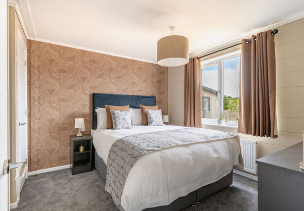 Internal of a luxury lodge master bedroom