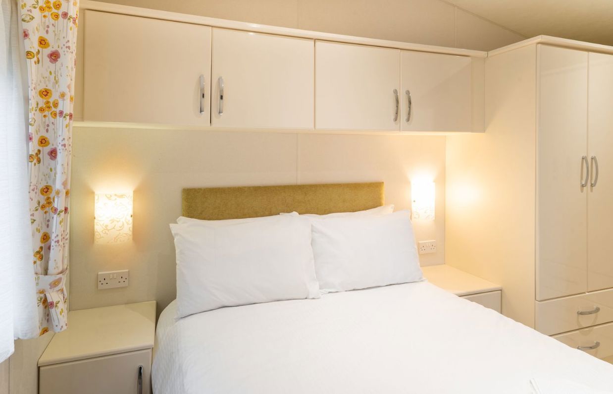 Internal of a caravan double bedroom