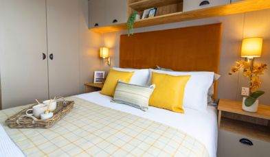 Internal of a caravan master bedroom