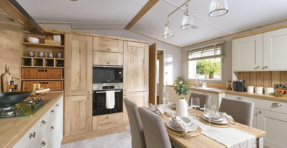 Internal of a caravan kitchen diner