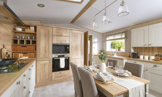 Internal of a caravan kitchen diner