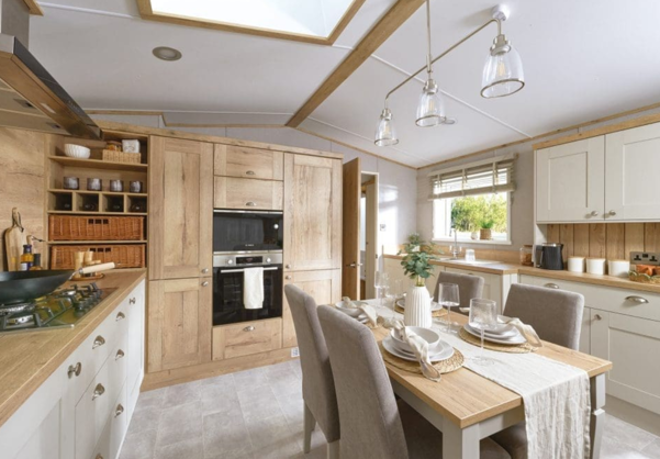 Internal of a caravan kitchen diner