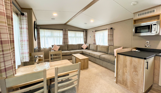 Internal of a caravan open plan living space