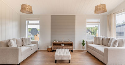 Internal of a luxury lodge open plan lounge