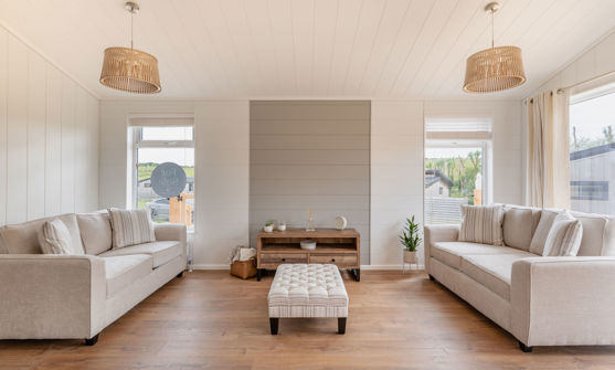 Internal of a luxury lodge open plan lounge