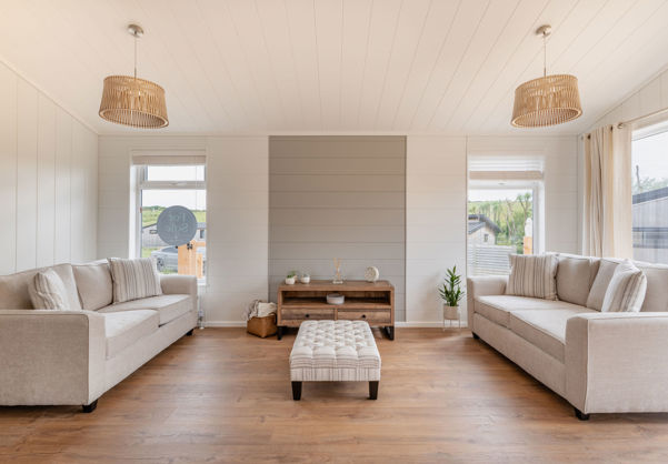 Internal of a luxury lodge open plan lounge
