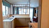 Internal of a caravan open plan living space