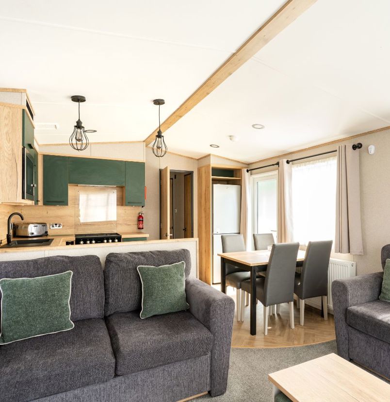 Internal of a caravan open plan living space