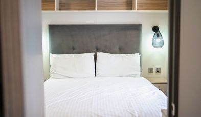 Internal of a caravan double bedroom