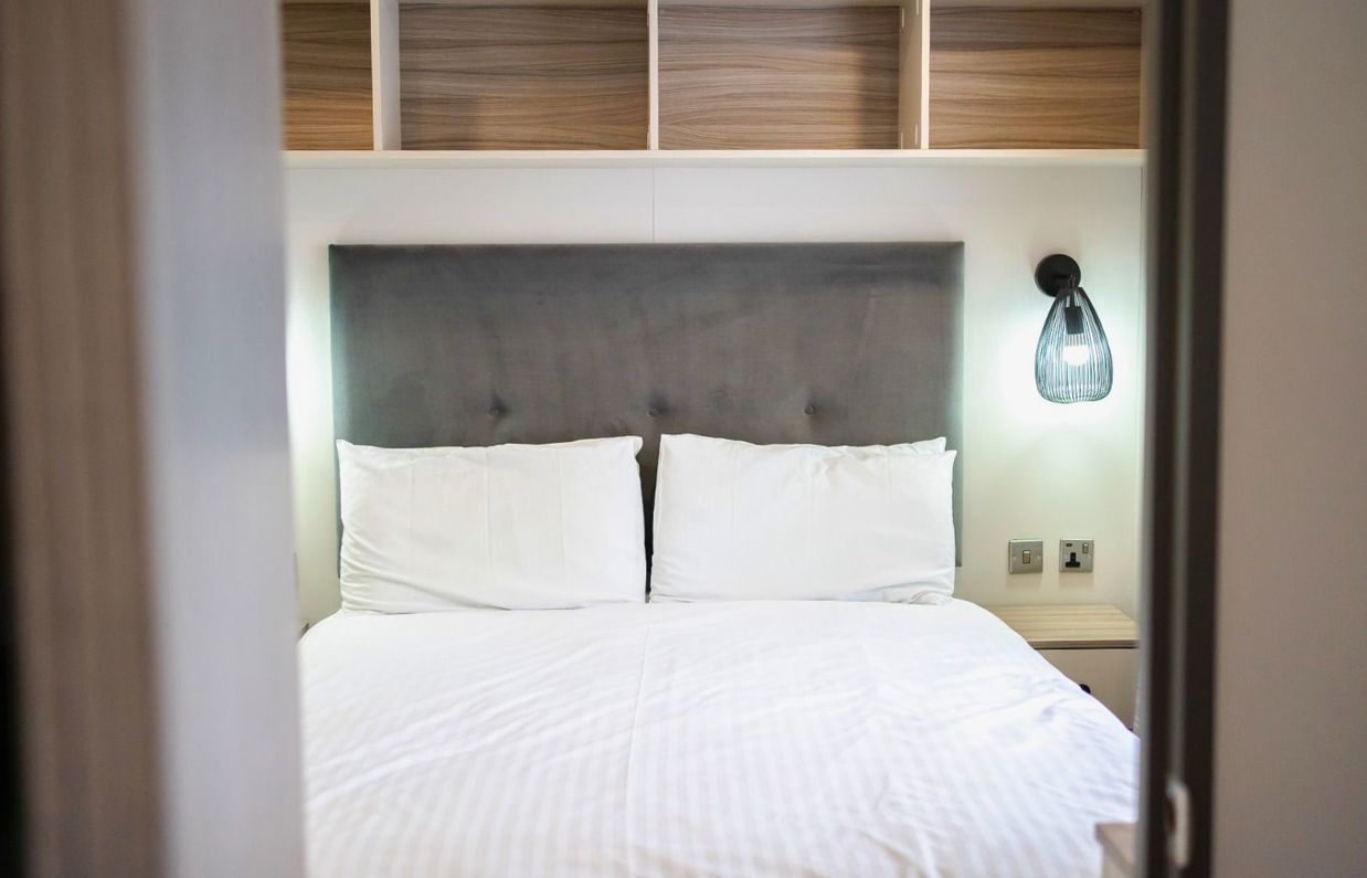 Internal of a caravan double bedroom