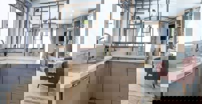 Internal of a Caravan Kitchen Open Plan Living Space