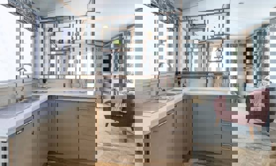 Internal of a Caravan Kitchen Open Plan Living Space