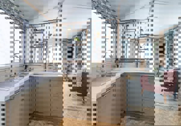 Internal of a Caravan Kitchen Open Plan Living Space