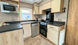 Internal of a caravan open plan kitchen