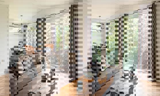 Bright Living Space With Double French Doors 