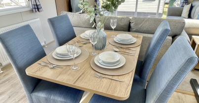 Internal of a caravan dining area