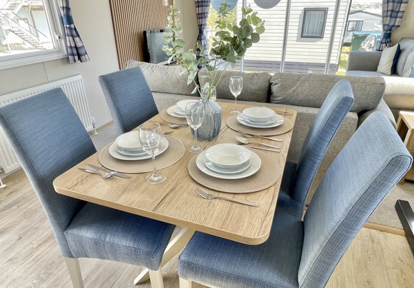 Internal of a caravan dining area