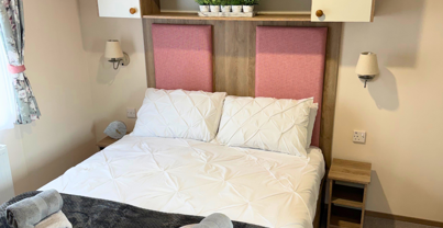 Internal of a caravan double bedroom