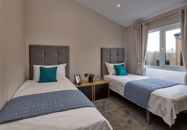 Internal of a lodge twin bedroom