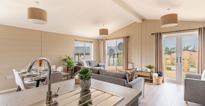 Internal of a luxury lodge open plan living space