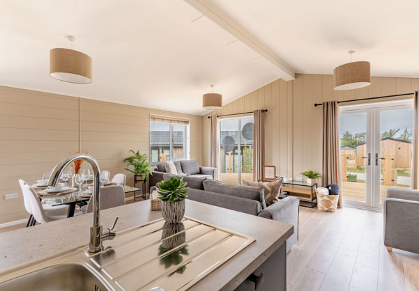 Internal of a luxury lodge open plan living space