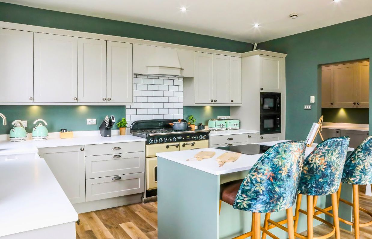Internal of a manor house open plan kitchen with pantry