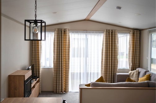 Internal of a caravan open plan lounge