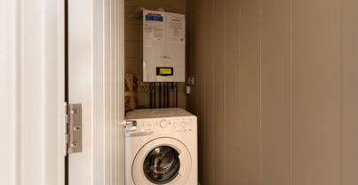 Internal of a luxury lodge laundry cupboard