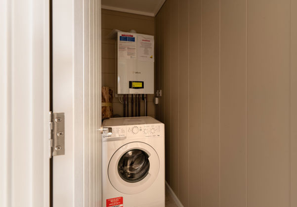 Internal of a luxury lodge laundry cupboard