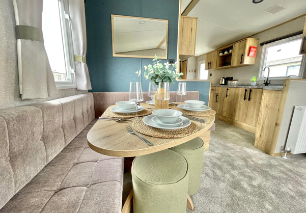 Internal of a caravan kitchen diner area