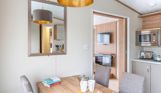 Internal of a caravan open plan kitchen diner