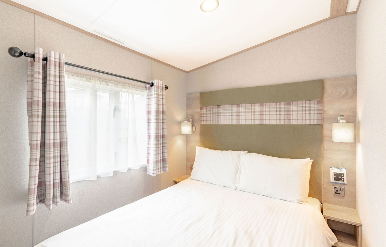 Internal of a caravan double bedroom