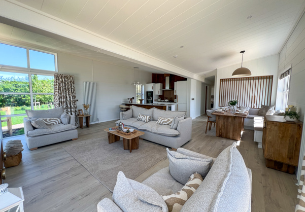 Internal of a luxury lodge open plan living space